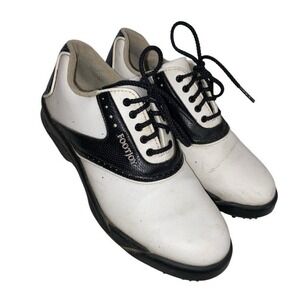 FootJoy GreenJoys Golf Shoes Women's 7 Soft Spike White Black 48419‎ Leather